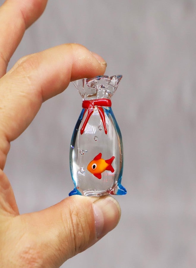 RillyRellow Miniature Glass Goldfish, Tiny Goldfish in a Bag, Dollhouse Glass Red Fish Figurine, for Aquarium Fish Ornament, Dollhouse Miniature DIY, Seaworld Ocean Lover (1PCS) - Image 2